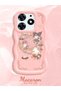 Simple Pink Silicone Phone Case Kitty Pattern Compatible with Tecno Spark 10 Pro Shockproof