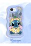 Shockproof Simple Blue Silicone Phone Case Stitch Pattern Compatible with iPhone 16E