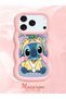 Simple Pink Silicone Phone Case Stitch Pattern Compatible with iPhone 17 Pro Max Shockproof