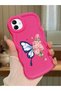 Simple Red Silicone Phone Case Butterfly Pattern Compatible with Samsung Galaxy M13 Shockproof - 2