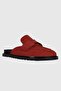 Star red suede belt detail flat sole closed toe women's slippers - 6