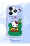 Simple Blue Silicone Phone Case Compatible with Tecno Spark 10 Pro Shockproof Hello Kitty Pattern