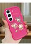 Simple Red Silicone Phone Case Kitty Pattern Compatible with Tecno Camon 40 Pro 5g Shockproof - 2