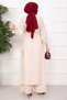 Lace-Up High Collar Long Tunic Set Beige - 5