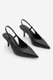 Women's Stiletto Pointed Toe Back Strap V-Neck Short Stiletto Heel U Shoes Nogra Black Snake - 5