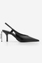 Women's Stiletto Pointed Toe Back Strap V-Neck Short Stiletto Heel U Shoes Nogra Black Snake - 8