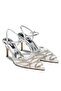 Women's High Heeled Open Back Pointed Toe Stone Embellished Breathable Mesh Evening Dress Shoes 14040