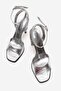 Women's Ankle Strap Thin Heeled Sandals Silver Skin - 5