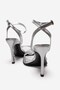 Women's Ankle Strap Thin Heeled Sandals Silver Skin - 4