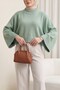 Half-Throated Batwing Sleeve Sweater -Mint