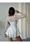Bolero Detailed Mini Dress with Shorts Inside White - 4