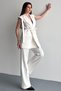Women's Vest Trouser Bottom Top Set Belt Detailed Blazer Vest Palazzo Trousers Stylish Two-Piece Set - 3
