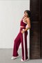 Women's Burgundy Crop Athlete Top High Waist Elastic Waist Wide Leg Pants Bottom Top Summer Tracksuit Set - 7