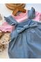 100% Cotton Gilet Baby Girl Dress with Bows and Ruffles - 4