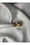 Gold Color Layered Crimp Design Earrings