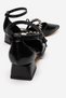 Women's Stoned Mustache Pointed Toe Heeled Shoes Black Yanki̇ - 4