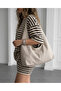 Beige Fabric Tote Bag - Large Size - Waterproof Fabric - Women's Hand and Shoulder Bag