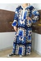 Viscose Fabric Layered Ruffle Loose-Fit Long Dress, 100% Cotton - 4