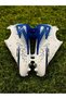 Boys' Football Shoes with Crampon Socks, Astroturf Soccer Sports Shoes (White-Blue Color)--Filet-Garson