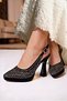 Women's 10 cm Platform Black Stone Platform (Full Fitted) - 4