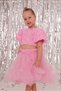 Girl's Special Occasion Dress with Rose Detail and Tulle Skirt Set - 7