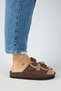 ®   Premium Petra Genuine Leather Snake Textured Double Belt Buckle Women's Daily Slippers - 2