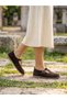 Genuine Leather Brown Suede Mary Jane Women's Shoes with Buckle, Comfortable Ballet Flats, Daily Stylish, Lightweight and Comfortable - 5