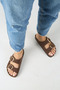 ®   Premium Petra Genuine Leather Snake Textured Double Belt Buckle Women's Daily Slippers - 6