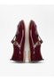 Genuine Leather Claret Red Patent Leather Mary Jane Women's Shoes with Buckle, Comfortable Ballet Flats, Daily Stylish, Lightweight and Comfortable