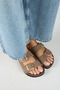 ®   Premium Petra Genuine Leather Snake Textured Double Belt Buckle Women's Daily Slippers - 5