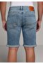 Straight Fit Low Waist Plain Men's Light Indigo Denim Jean Shorts - 2