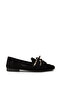 Women's Black Perforated Suede Ballerinas