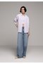 Boyfriend Fit Shirt Neck Striped Women's Purple Long Sleeve Shirt - 3