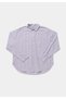 Boyfriend Fit Shirt Neck Striped Women's Purple Long Sleeve Shirt - 5