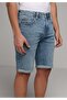 Straight Fit Low Waist Plain Men's Light Indigo Denim Jean Shorts - 4