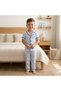 Short Sleeve Baby Boy and Kids Blue White Striped Buttoned 2-Piece Pajama Set - Cotton Sleep and Lounge Set - 2