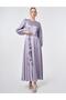 Floral Detailed Satin Dress Lilac - 2