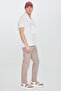 Men's Beige Cotton Slim Fit Slim Fit Side Pocket Dobby Stretch Casual Trousers - 3
