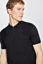 Men's Black Standard Fit Regular Fit Polo Neck Jacquard Knitwear T-Shirt - 4