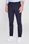Men's Navy Blue Cotton Slim Fit Slim Fit Side Pocket Dobby Stretch Casual Trousers - 2