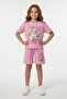 Light Pink Girls Printed T-Shirt and Shorts 2-Piece Set 23908 - 2