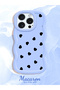 iPhone 16 Pro Compatible Shockproof Simple Blue Silicone Phone Case Heart Pattern - 2