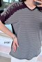 Stone Detail Striped Viscose Blouse 6Y087 - 4