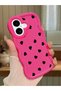 iPhone 17 Compatible Shockproof Simple Red Silicone Phone Case Heart Pattern