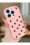iPhone 15 Pro Compatible Shockproof Simple Pink Silicone Phone Case Heart Pattern