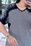Stone Detail Striped Viscose Blouse 6Y087 - 4