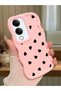 Vivo Y04 Compatible Shockproof Simple Pink Silicone Phone Case Heart Pattern