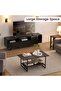 2-Tier Farmhouse Coffee Table, 41'' Large Rustic Rectangle Accent Table for Living Room, Dark - 3