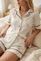 Brown Waterway Patterned Yellow Floral Printed Shorts Pajama Set - 2