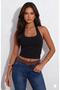 Halter Neck Basic Plain Stretchy Fabric Bluz